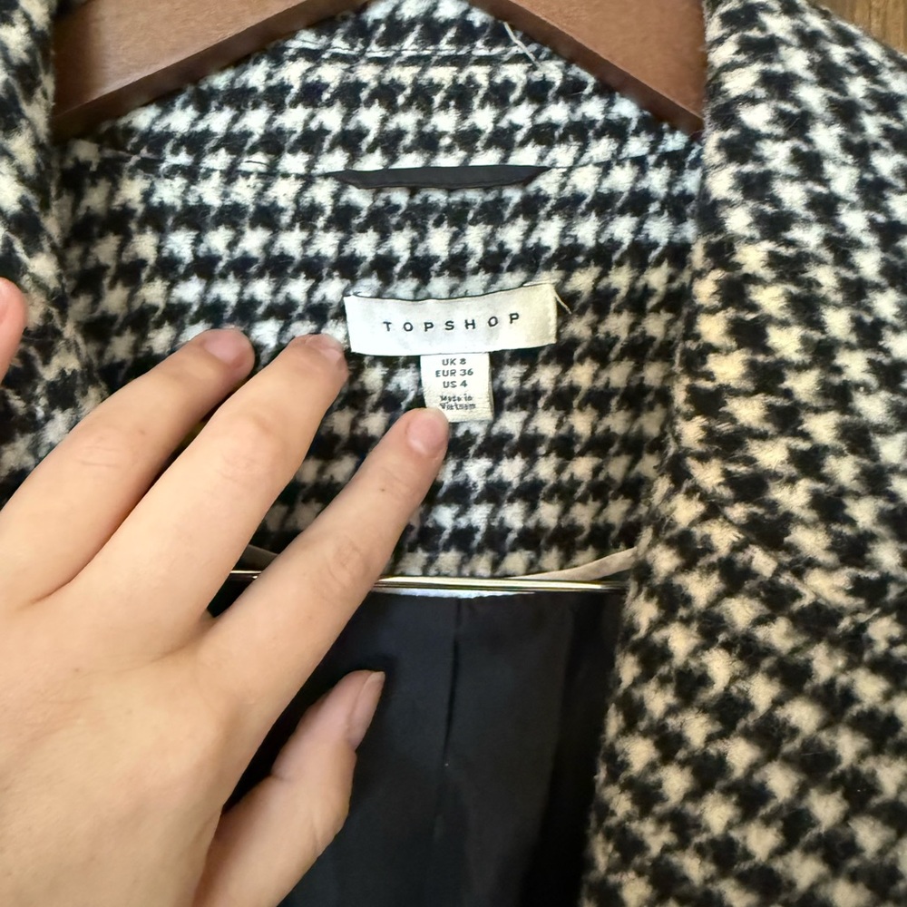 Topshop Houndstooth Double-Breasted Coat - Picture 3 of 4